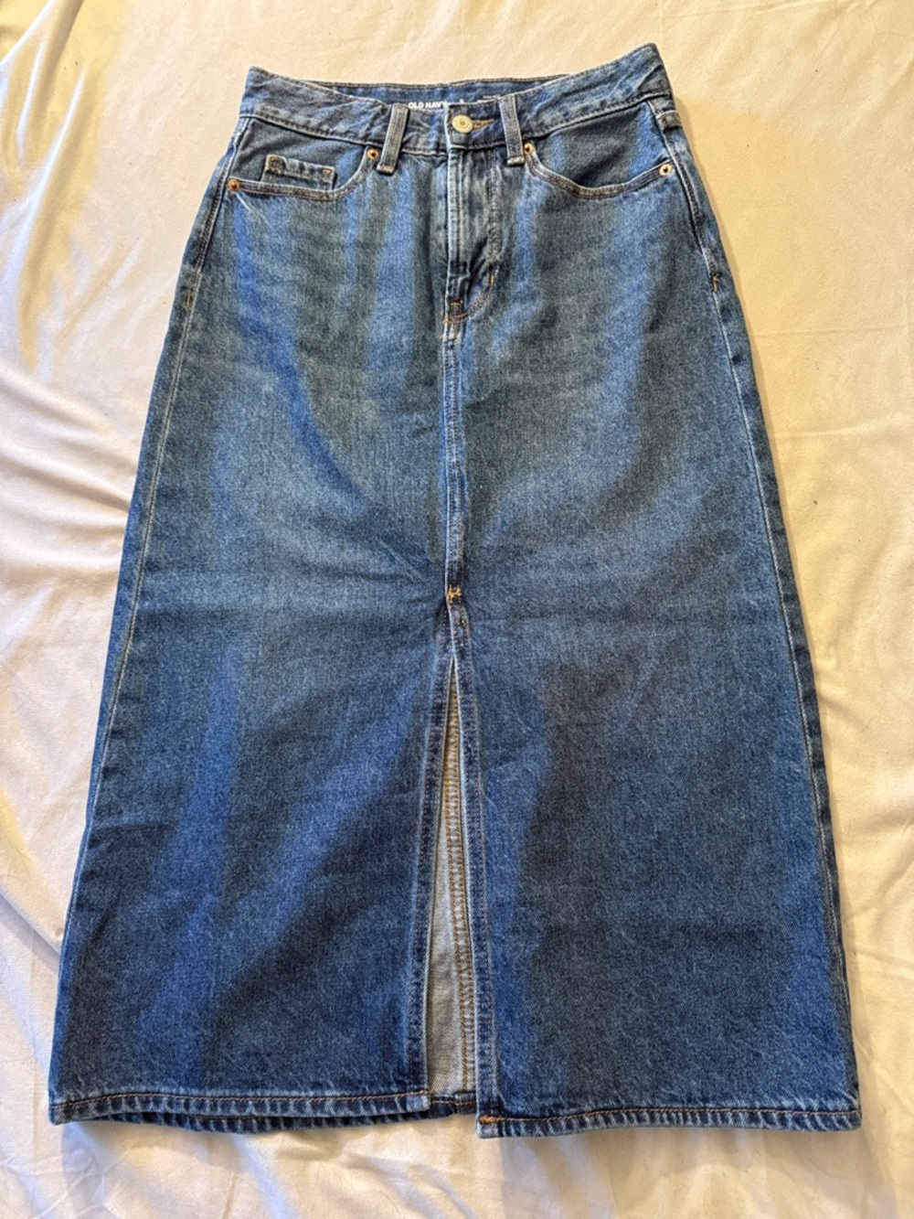 Old NavyWomen’s Blue Denim Midi Skirt with Front Slit